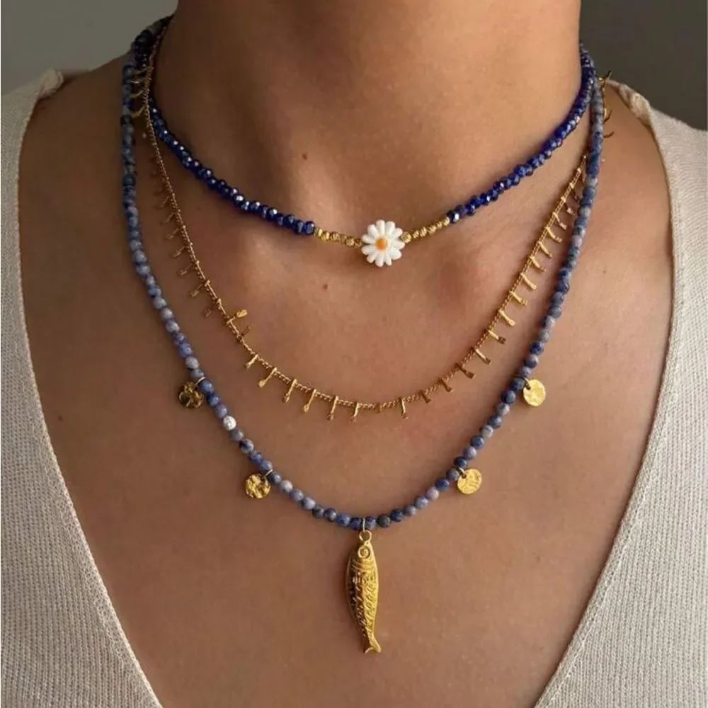 Boho fish necklace #1693